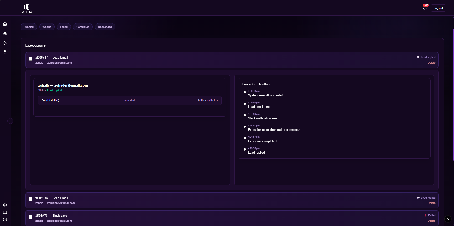 Aitoa execution timeline